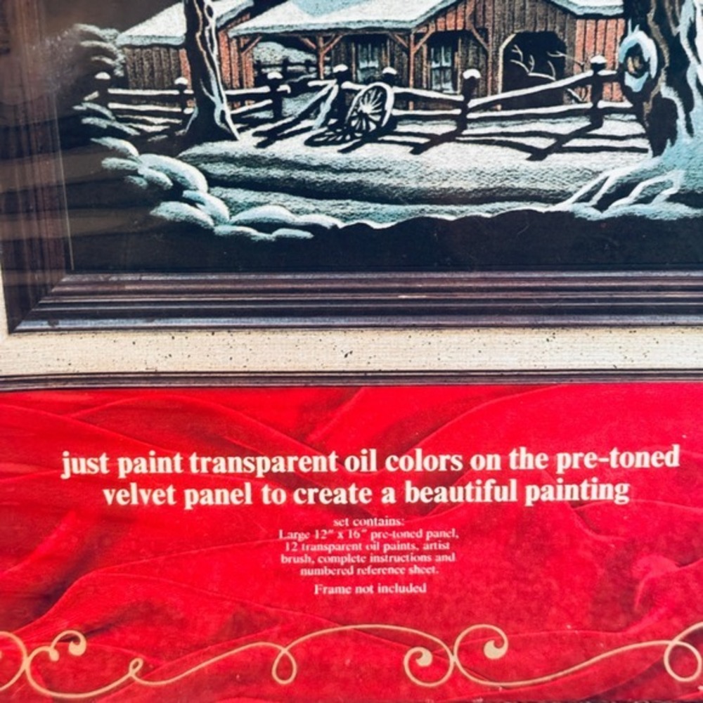 VTG 1976 Craft Master Velvet Treasures Paint by Number Quiet Winter Night 14410 - Picture 11 of 14
